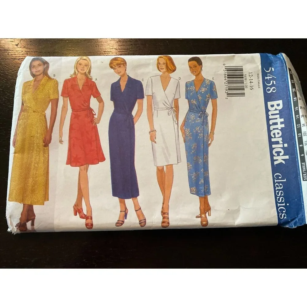 UNCUT Butterick Classics 5458‎ Dress Size 12-14-16. New Vintage 90s.